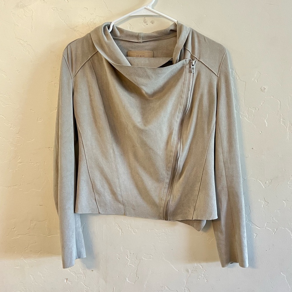 Blank NYC Gray Faux Suede Moto Zip Up Jacket Extra Small